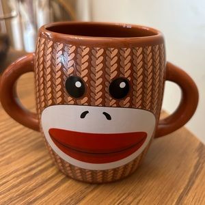 Sock monkey double handle coffee mug